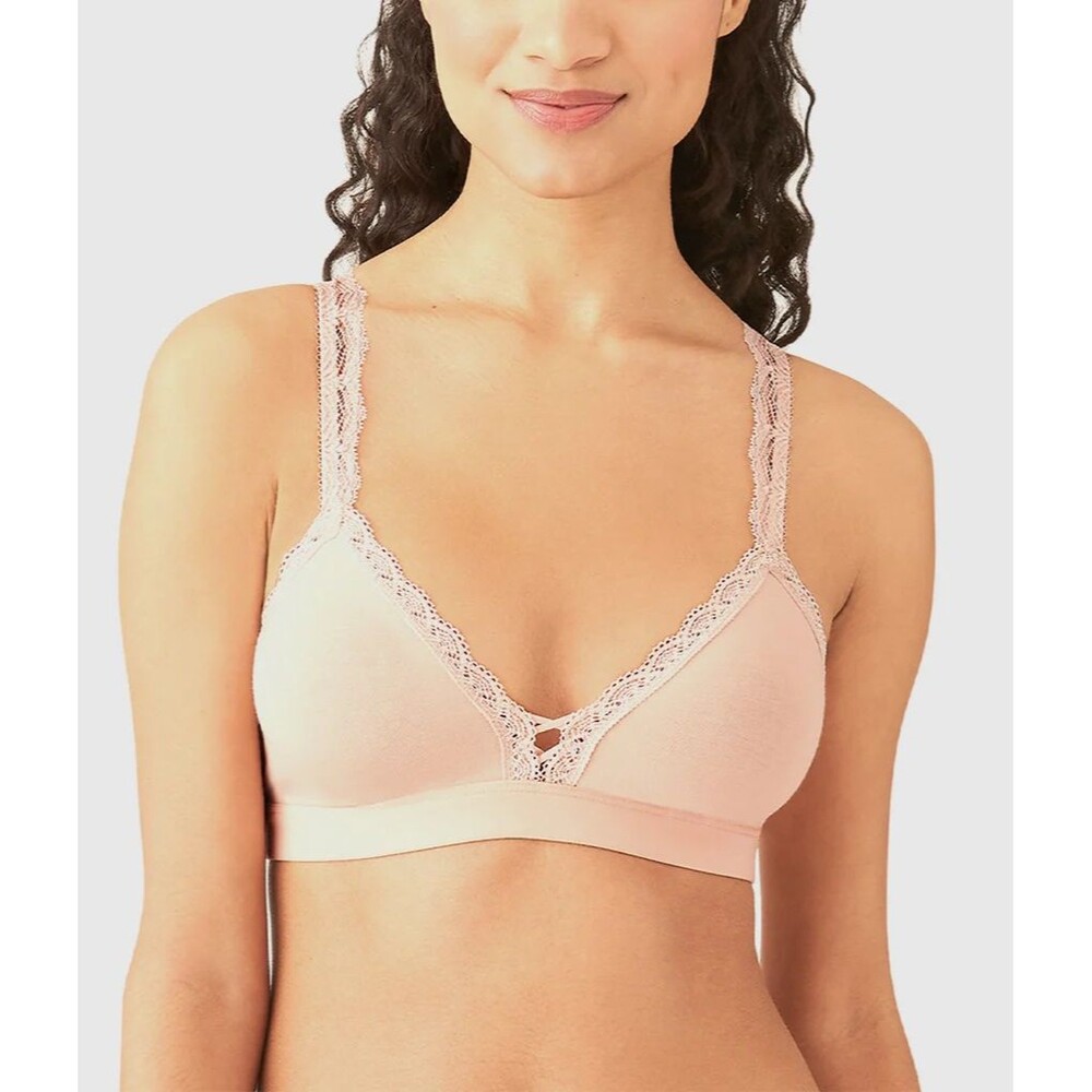 Wacoal b.tempt'd Innocence Cotton Lace Bralette Womens size XL Rose Smoke NWT